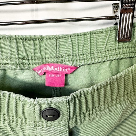 Woman Within Plus‎ Size 36T Cropped Pants Capri Sage Green Cotton Elastic 1577 - Picture 7 of 8